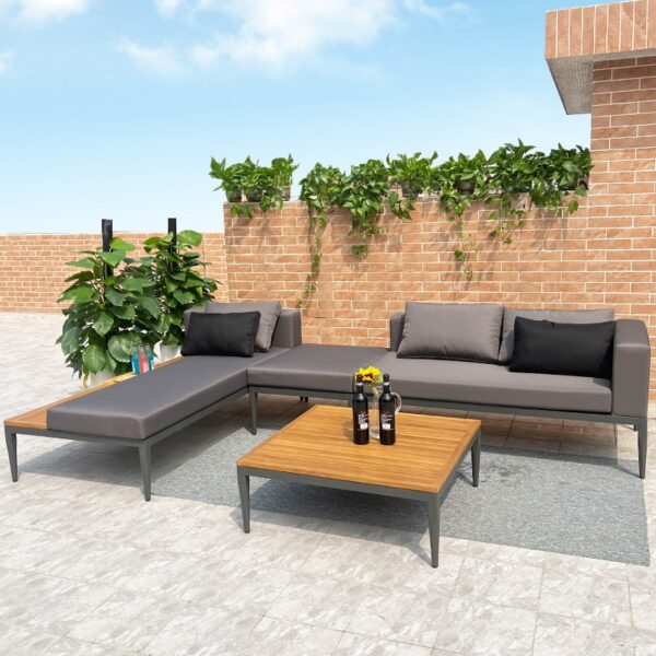 Villa Patio Section Wood Garden Sofa - Image 2